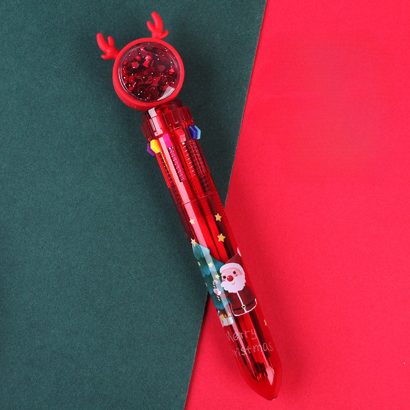 Wholesale Christmas Sequins 10 Colors Push Plastic Ballpoint Pen